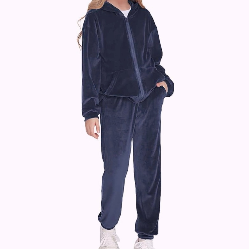 Greatchy Girls Velour Athletic Sweatsuit Hoodie & Pant Age 13/14